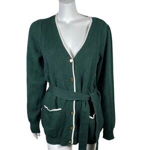 Draper James RSVP Belted Cardigan Sweater Womens L Green Long Sleeves